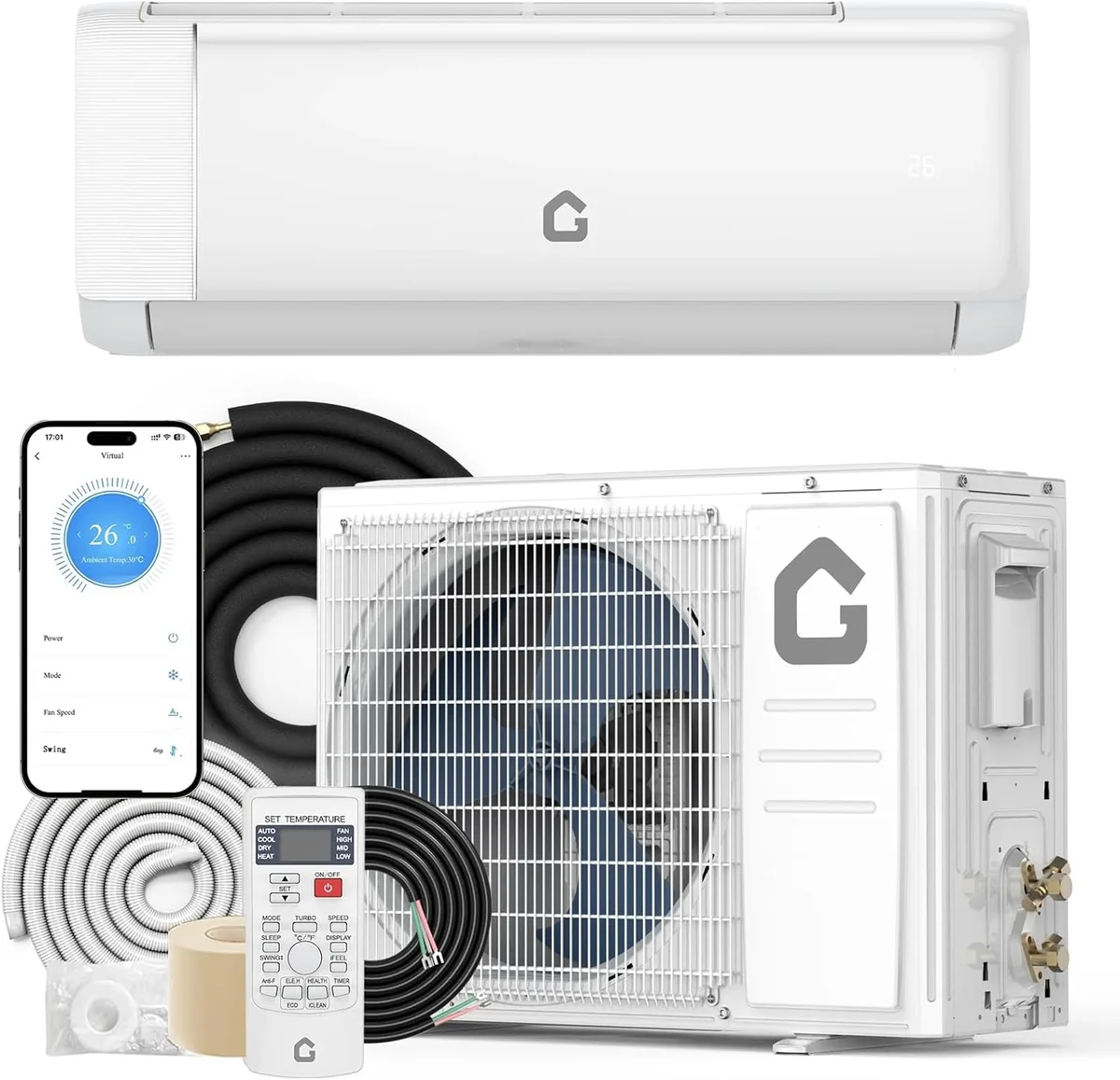 Acekool 19 SEER2 9000 BTU Mini Split Air Conditioner,2025 New Update 230 V Split AC Unit Heating and Coolings up to 450,Inverter Ductless Air Conditioner 3168