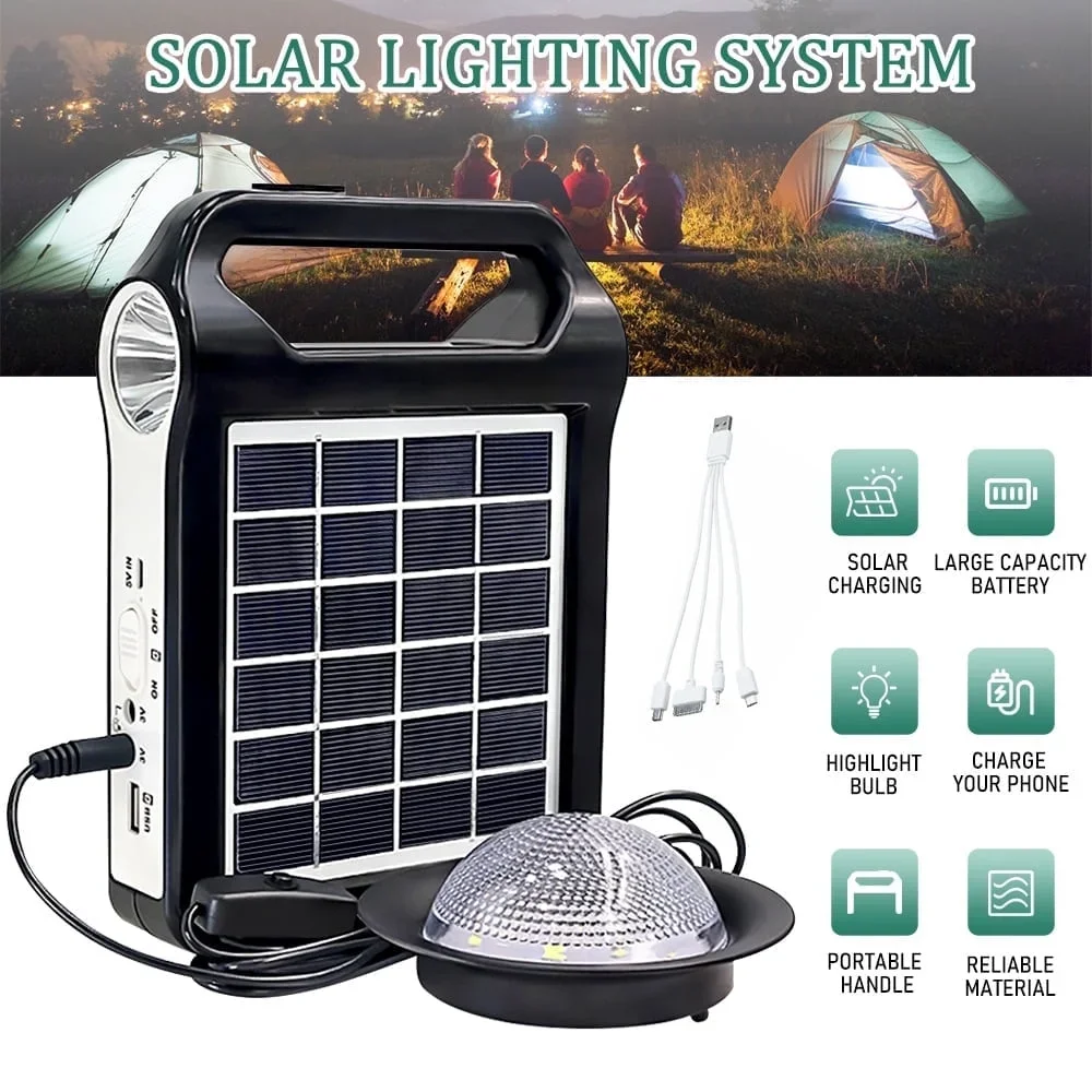 DFITO 15W Solar Generator,DFITO 2400mAh Portable Power Station with LED Light, Backup Electric System for Home Outdoors Camping Travel Emergency 2791