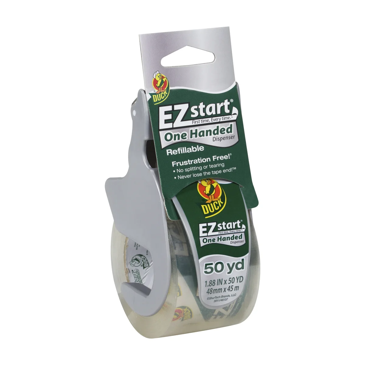 Duck Brand (3 pack) Duck EZ Start Packaging Tape One-handed Dispenser, 1.88 in. x 50 yd., Clear 6328