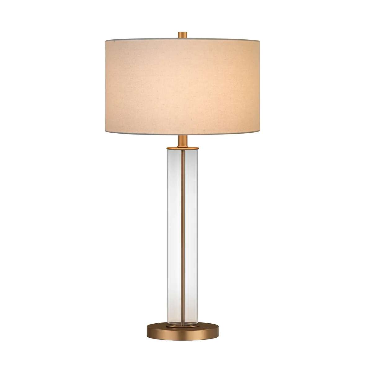 Everdaily Essentials 29" Traditional Clear Glass Table Lamp with White Drum Linen Shade Ref. 9205