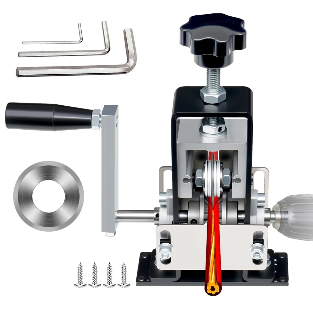 DEXIMRO Manual Wire Stripping Machine Gauge Wire 0.06-1 inches,Scrapping Copper Wire Peeler Machine,Drill Powered Hand Crank Wire Stripper Tool f 5702