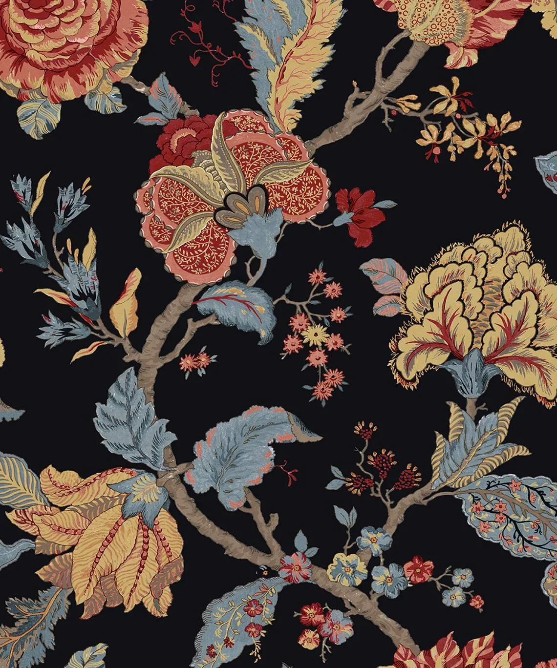 NextWall  Kianna Jacobean Peel and Stick Wallpaper 20.5 in. W x 18 ft. L - Ebony 9622