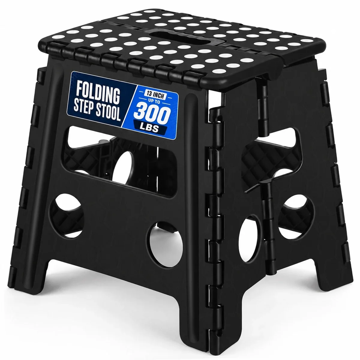 ACSTEP Folding Step Stool 13'' Tall Step Stool Plastic Step Stools with Non-Slip Surface - Black 9927