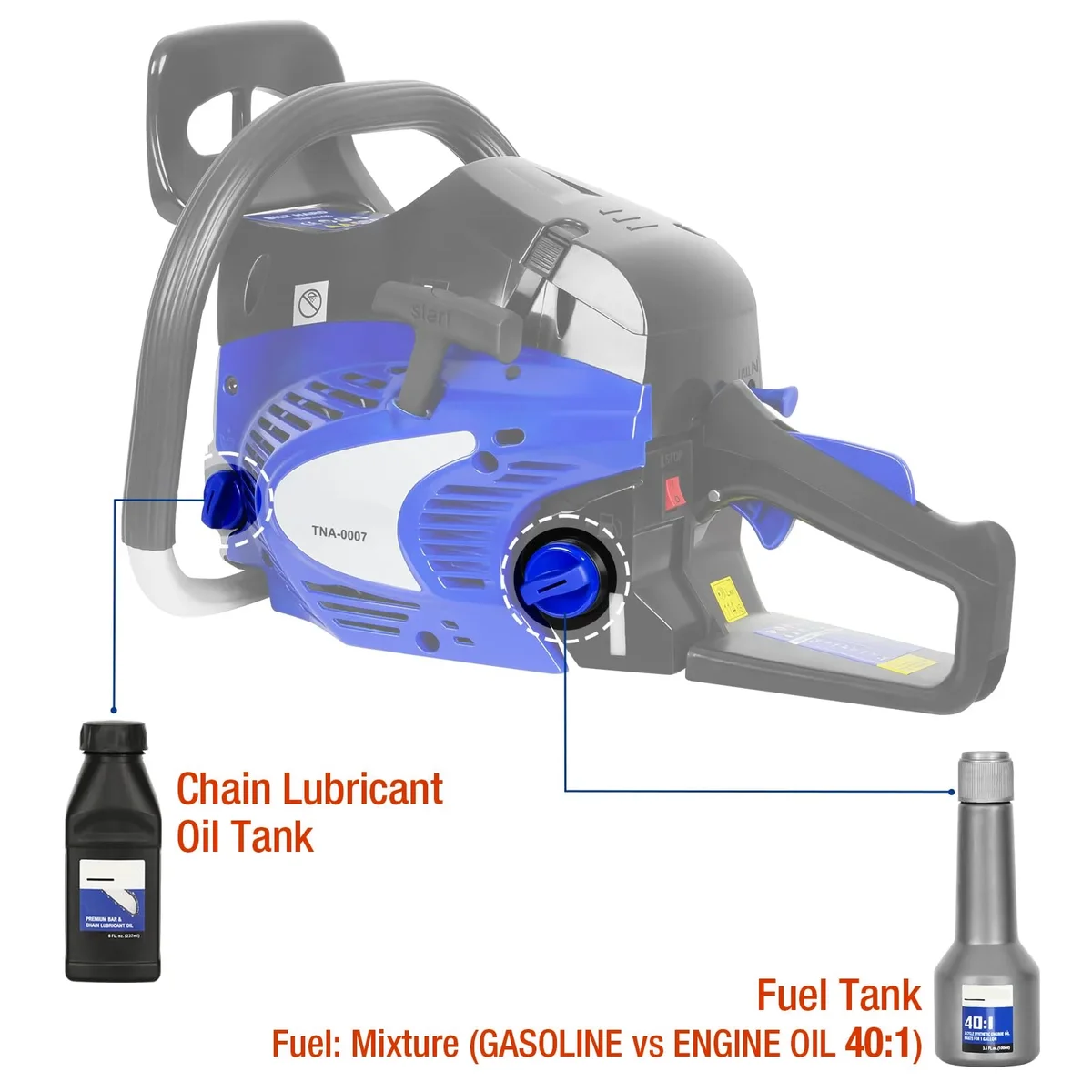 ANLIBATT Gas Chainsaw 18" 46cc 2.4HP 2-Cycle Gasonline Powered Handheld Cordless Chain Saw Petrol Automatic Oiler for Farm Garden Trees Wood Cutt 0938