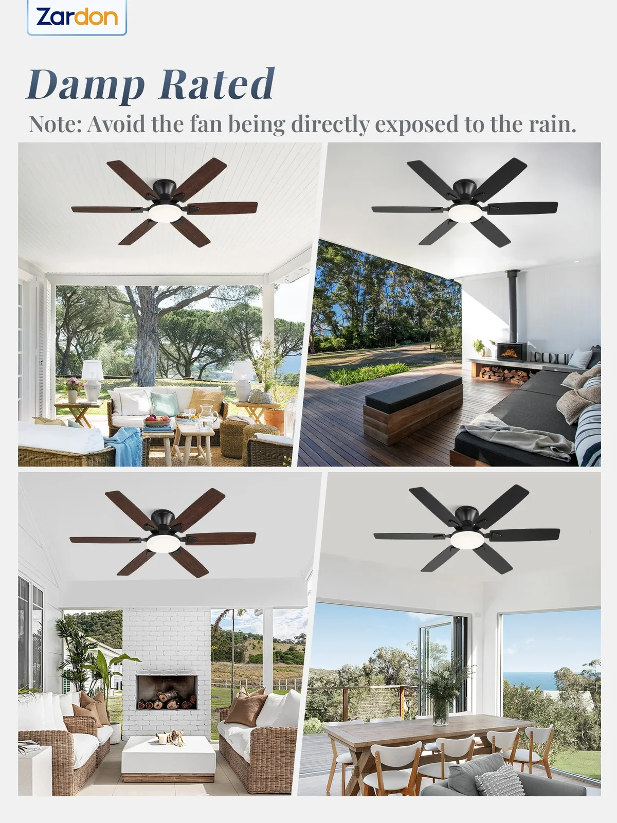 Everdaily Essentials 52in Ceiling Fan with Light, Modern Ceiling Fans with Remote Control and Reversible 6 Speed Reversible for Bedroom, Living Room, Black Ref. 4876