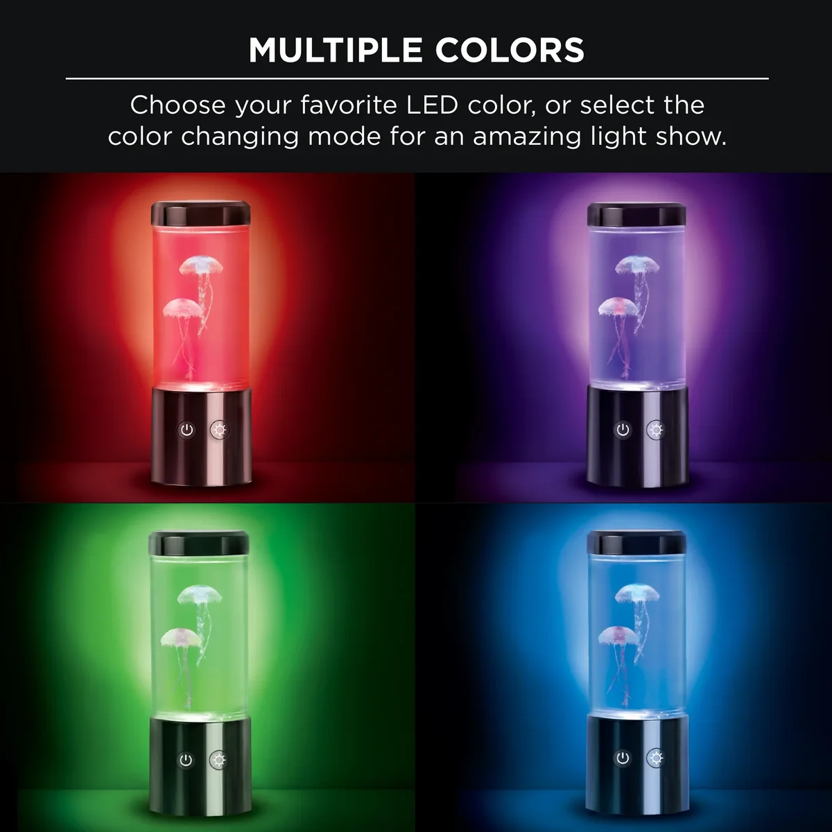 Everdaily Essentials Jellyfish Night Light Lamp Motion & Multicolor Leds - Easy Mode Switching, USB Powered - 9" 5366