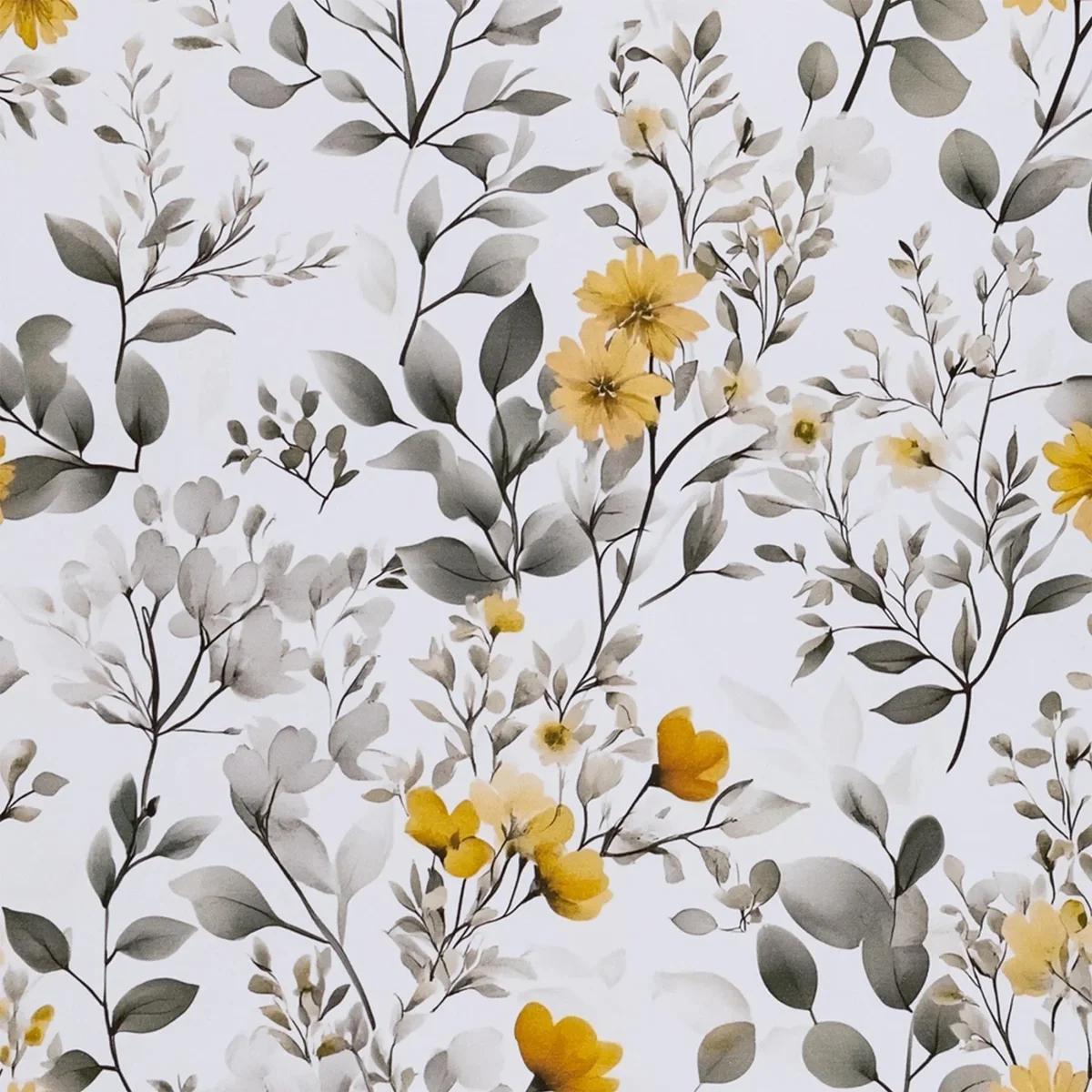 Everdaily Essentials Floral Peel and Stick Wallpaper 17.3 "x 118.1" Yellow Flower and Ink-Wash Leaves Wallpaper Vintage Vinyl Contact Paper Suitable for Home 1176