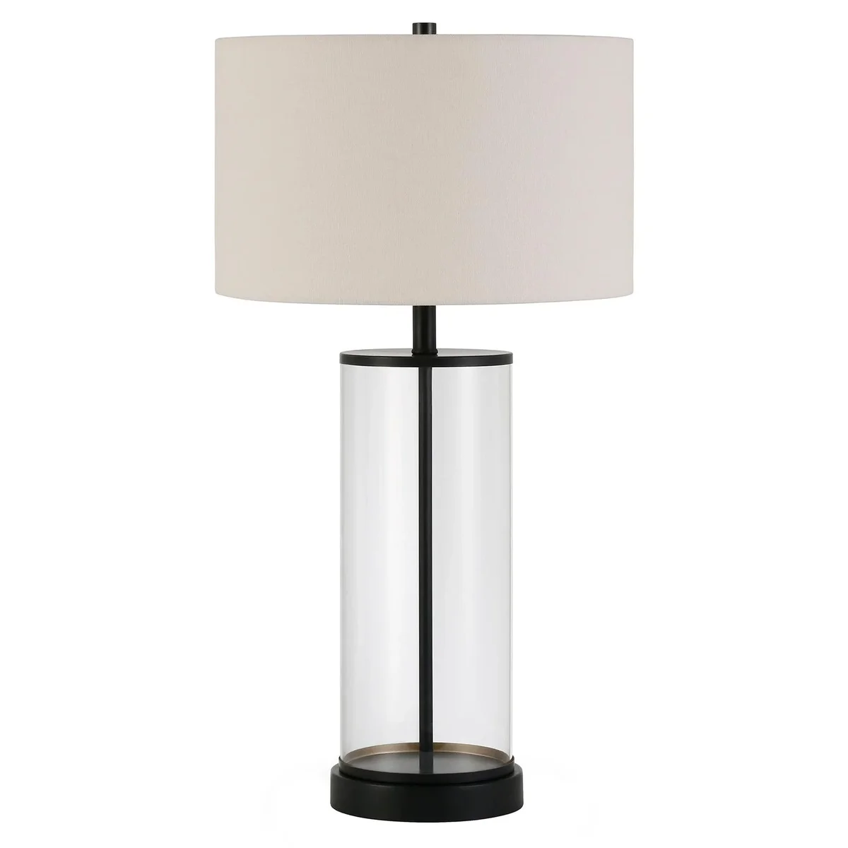 Evelyn&Zoe 28" Traditional Metal Table Lamp with White Drum Linen Shade 5052