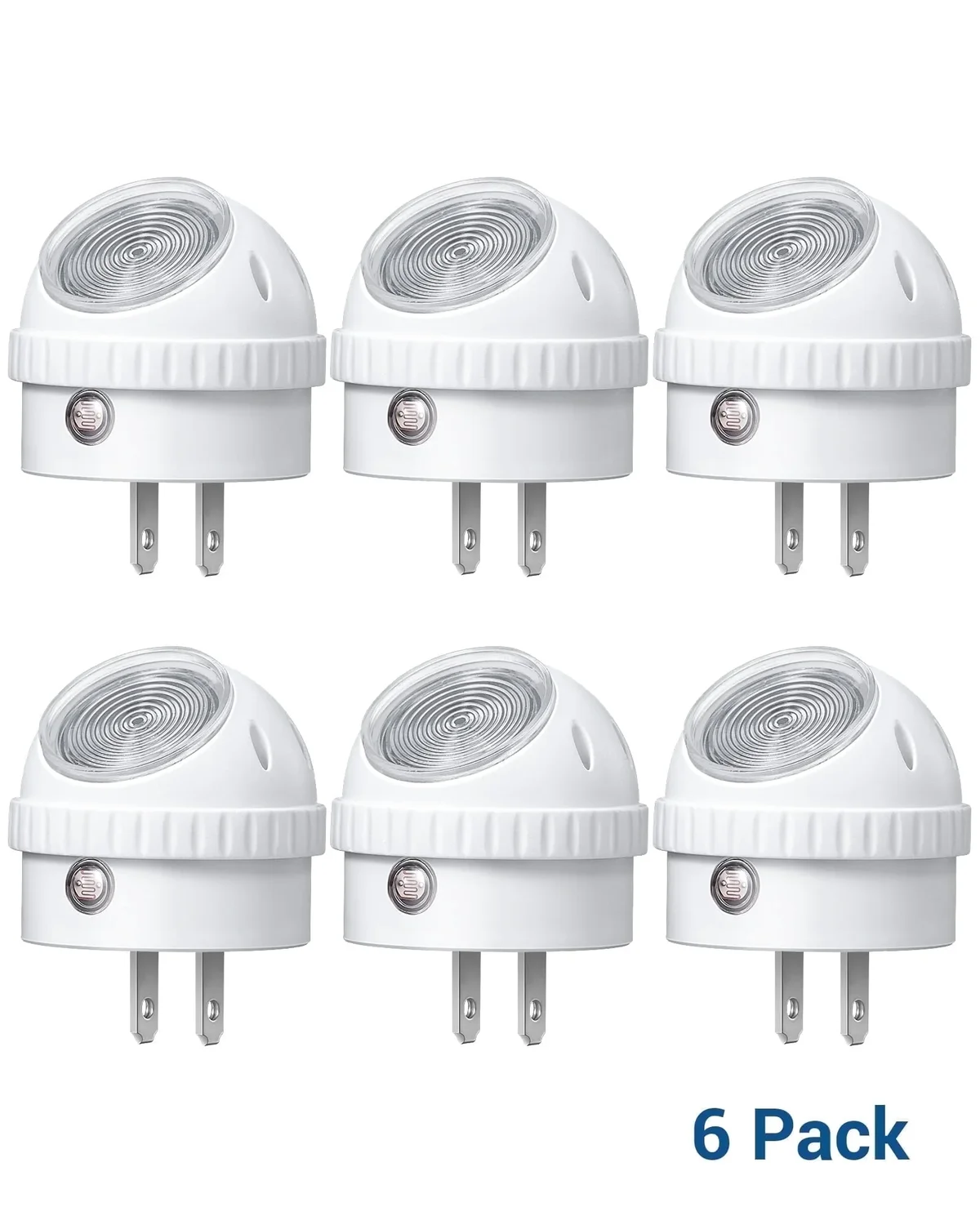 DEWENWILS 6-Pack Plug in LED Night Light with Dusk to Dawn Sensor 360° Rotating for Hallway, Stairs, Bathroom, Nursery, Warm White 8398