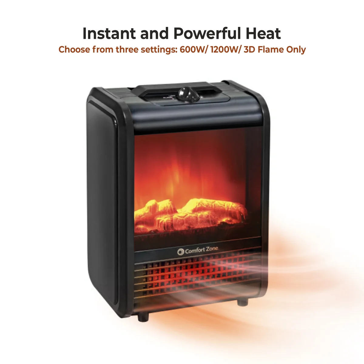 Everdaily Essentials Fireplace Space Heater with Realistic 3D Flame, Black Ref. 3005