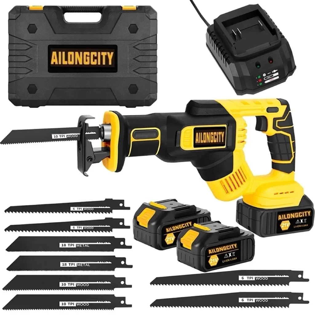 verstarlin 21V Brushless Reciprocating Saw,2×4.0Ah Battery Cordless Power Sawzaw 28mm 3500 SPM High-Performance Saws with 12 Saw Blades, Recíproca for Hea 2474