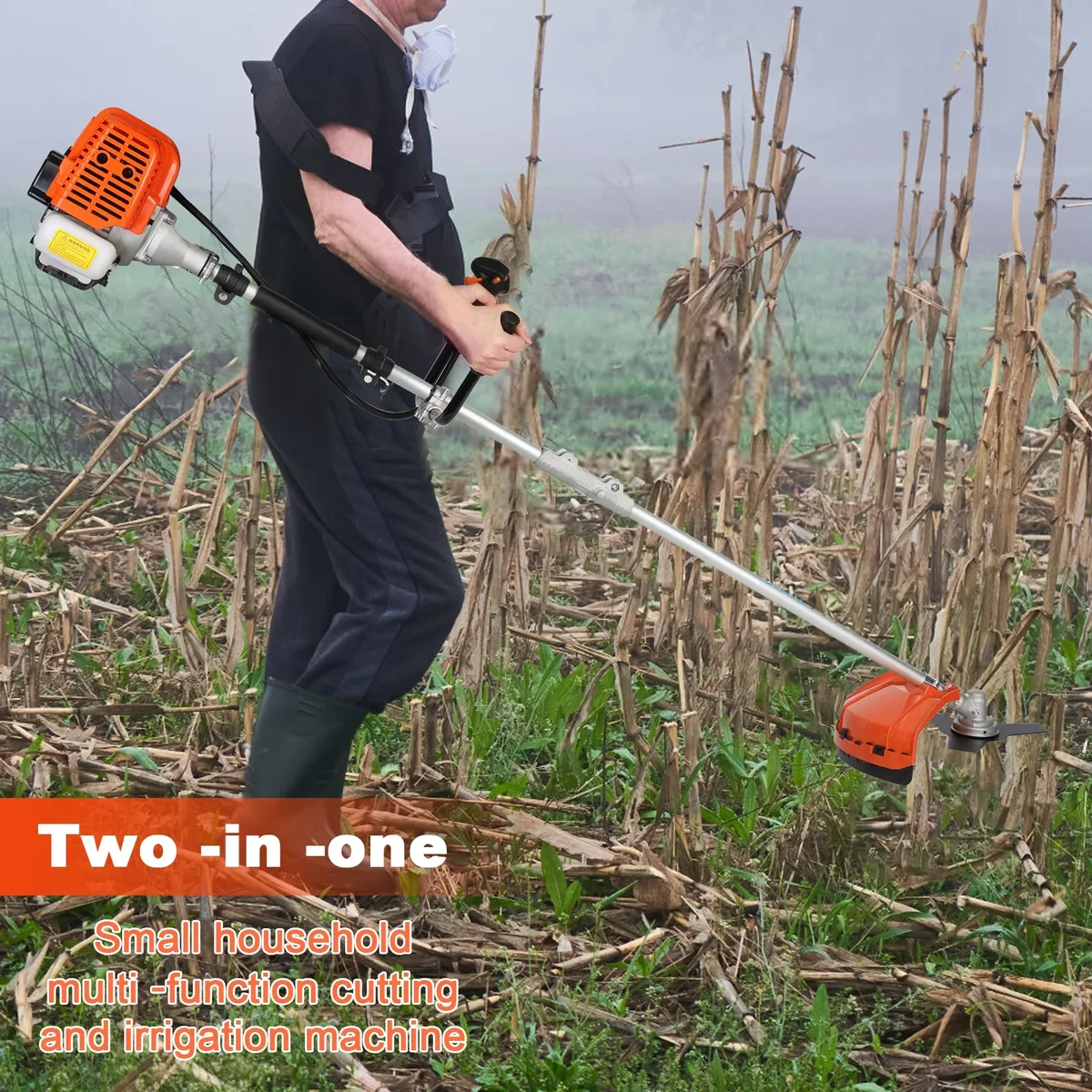Postuois 52cc 2-Stroke Gas Weed Eater, 2-in-1 Air-Cooled Gas Weed Wacker, 8500RPM Multifunctional String Trimmer/Brush Cutter for Gardening 8529