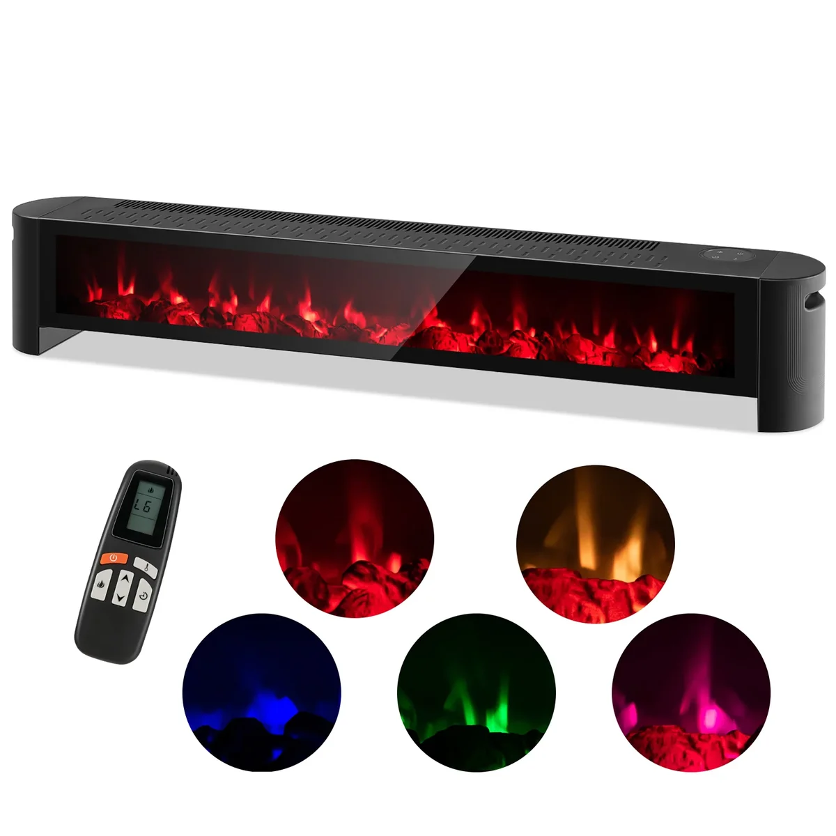 Everdaily Essentials 1400W Electric Baseboard Heater Convection Space Heater with Realistic 3D Flame Ref. 7264