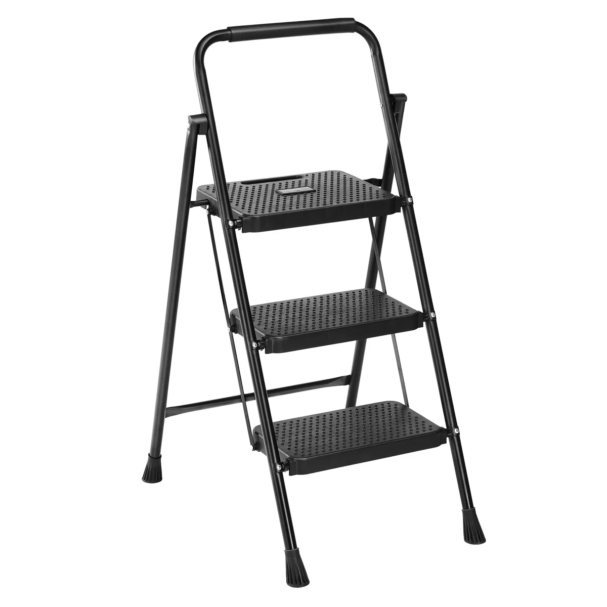 edx 3 Step Ladder, Portable Folding Step Stool Heavy Duty, Anti-Slip, Lightweight 800Lbs Capacity, For Kitchen, Garage & Outdoor Use, Black 4159