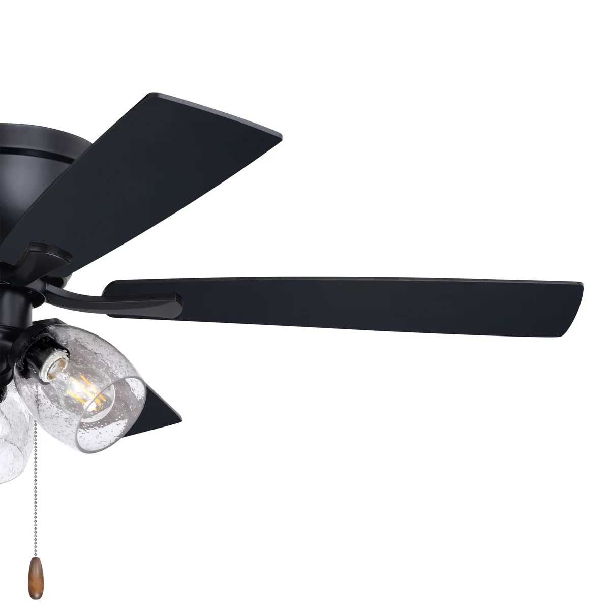 Everdaily Essentials Brayton Black Transitional 3-Light Flush Mount Ceiling Fan with Light Kit, Pull Chain, Reversible Blades Ref. 1566