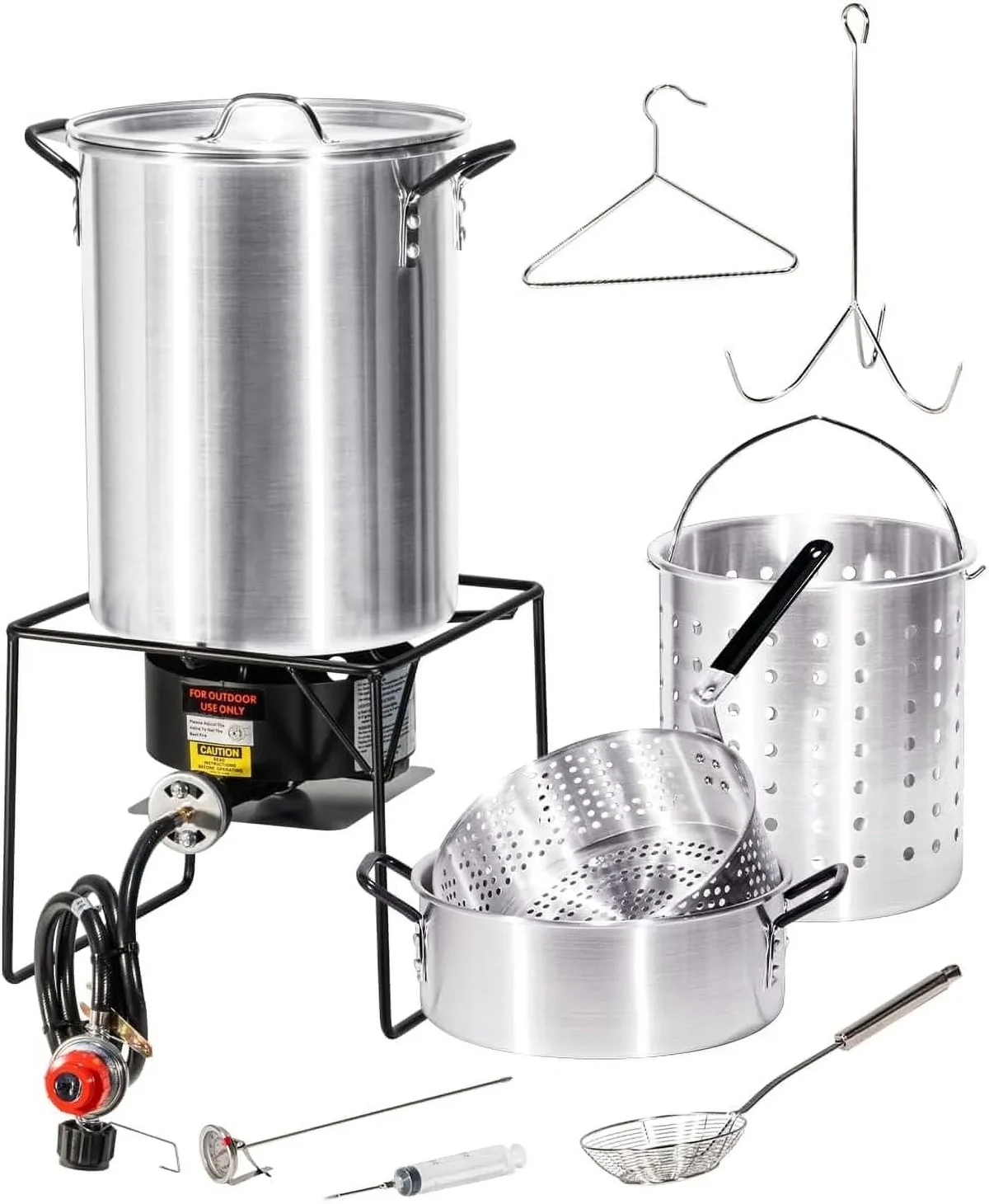 Barton 30 Qt Turkey Cooker & 10 Qt Fish Fryer Set Outdoor Seafood Steamer Kit 3214