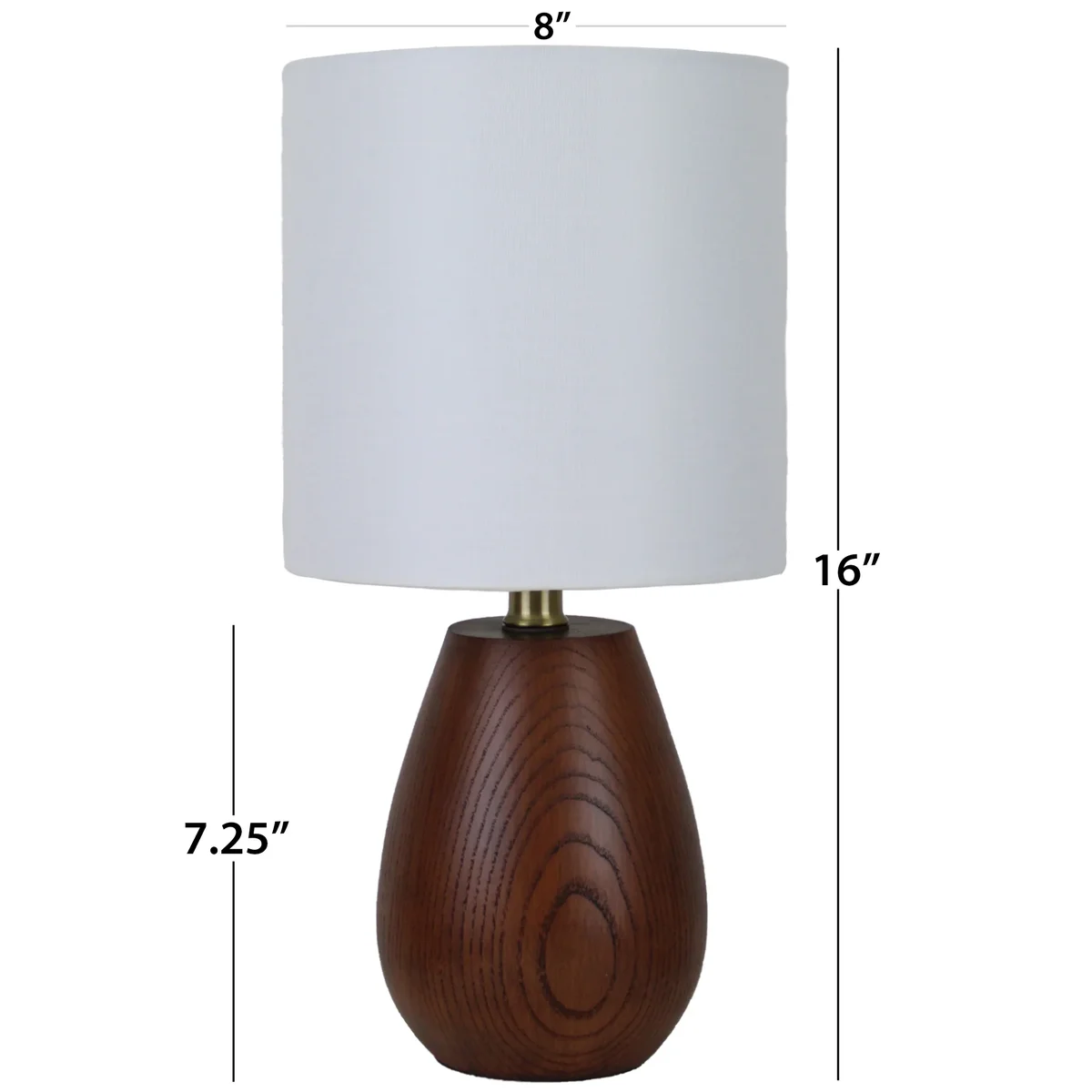 Everdaily Essentials 16" Walnut Wood-Look Rounded Table Lamp Ref. 6962