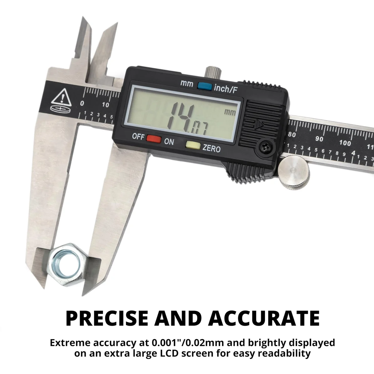 NEIKO 01409A 12” Electronic Digital Caliper | Extra Large Display | 0-12 Inches | Inch/Fractions/Millimeter Conversion | Polished Stainless Ste 8786