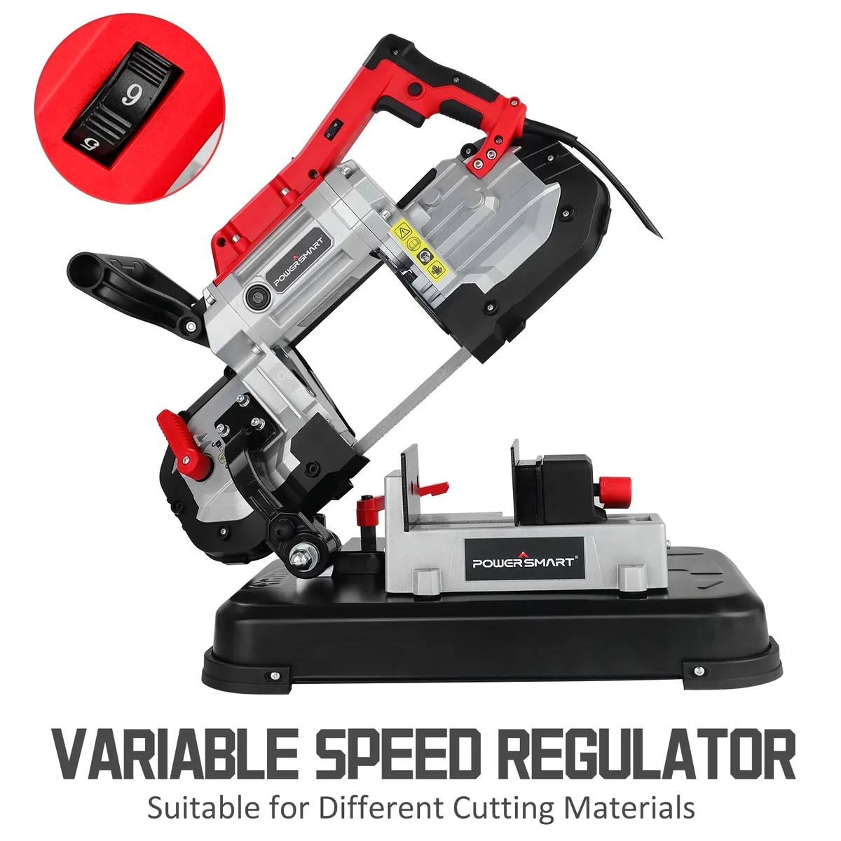 PowerSmart Electric Portable Band Saw Removable Alloy Steel Base 10 Amp Cut Precision Variable Speed 0879