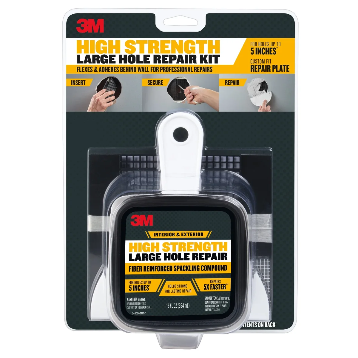 3M High Strength Large Hole Repair, 12 oz., Fiber Reinforced, Wall Filler, 1 Kit 6003
