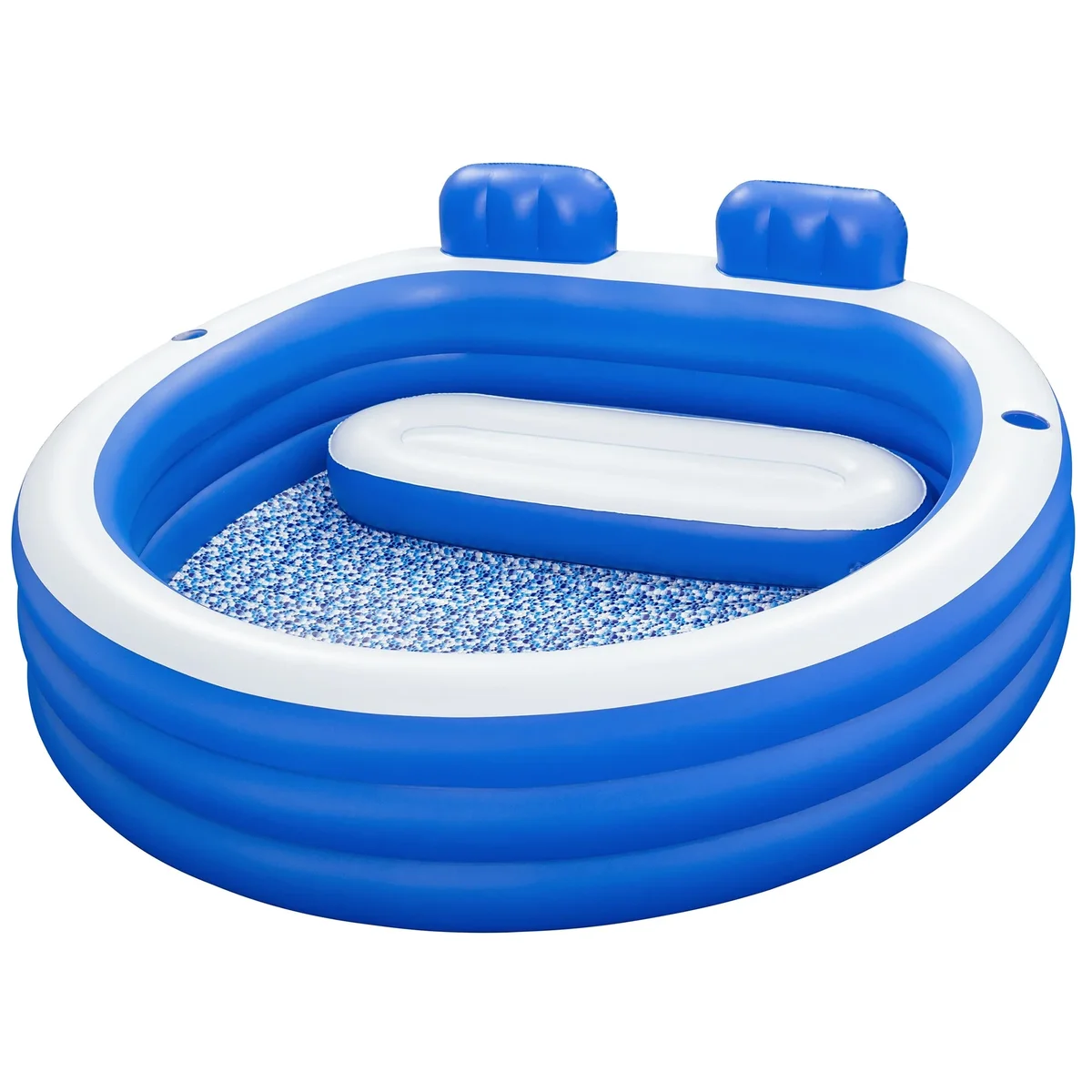 H2OGO! Splash Paradise Family Pool 7'7" x 7'2" x 31" - Inflatable, Blue & White, Bestway, 225 Gallon Capacity, Outdoor & Backyard, Bench Seat, Bu 3457
