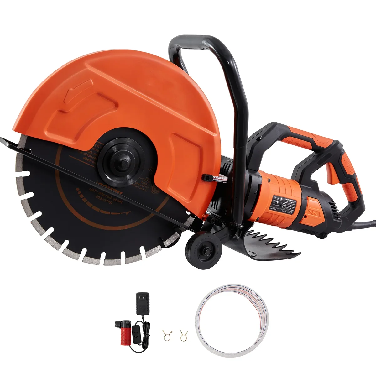 BENTISM 9'' Electric Concrete Saw Wet/Dry 4.5 in Cutting Depth Saw Cutter with Water Pump and Blade, Masonry Saw for Granite, Brick, Porcelain, R 6443
