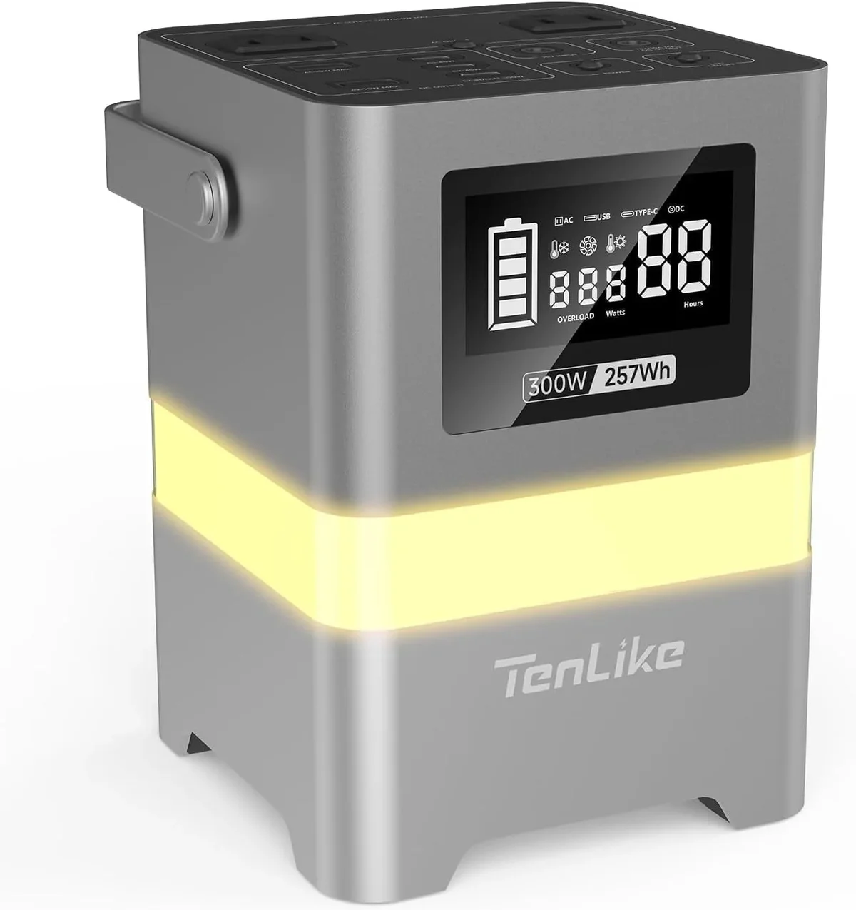 UDH Portable Power Station, 300W 257Wh with Color LED Light, PD 100W Two-Way Fast Charge, AC Outlet Pure Sine Wave, DC, USB-A/USB-C, 120V Portable Po 9011