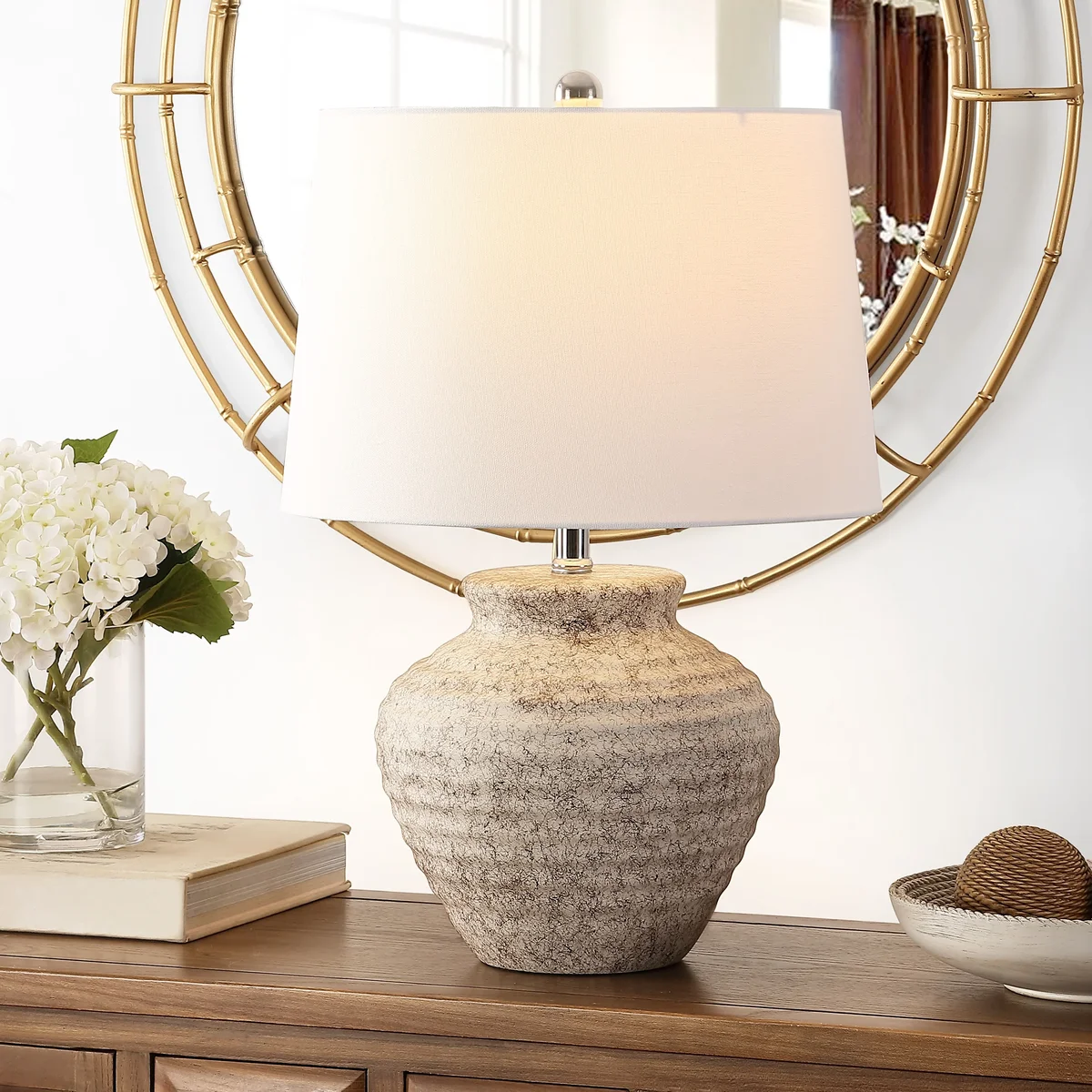Everdaily Essentials Ledger 15 in 1-Light Contemporary Light Gray Table Lamps White Transitional Shades Ref. 1571