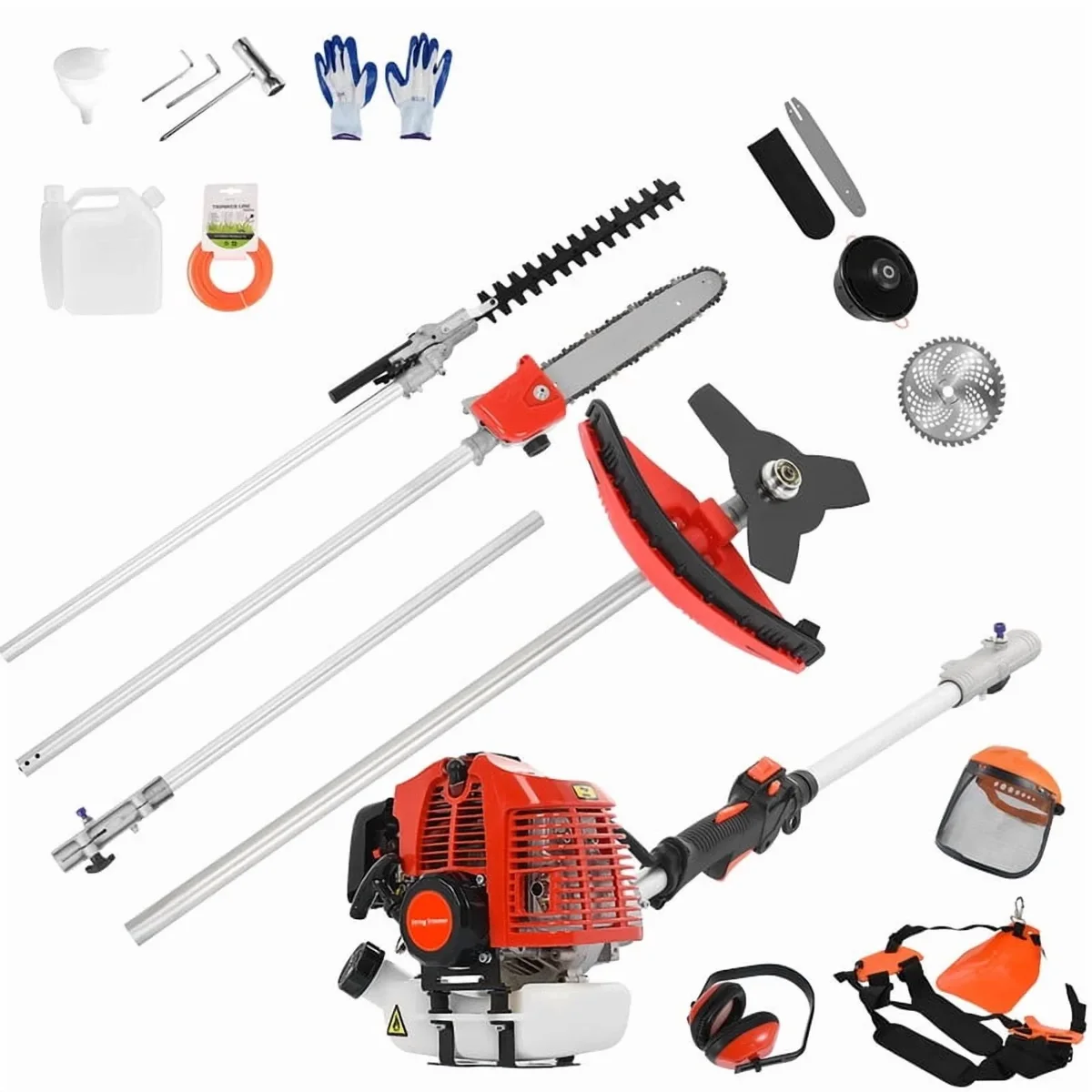 WETS 52CC 2-Cycle Gas Weed Wacker, 5 in 1 Gas Weed Eater, 2025 Upgraded Weed Eater Gas Powe, 9500rpm High Power Gas String Trimmer, Brush Cutter for Y 0103