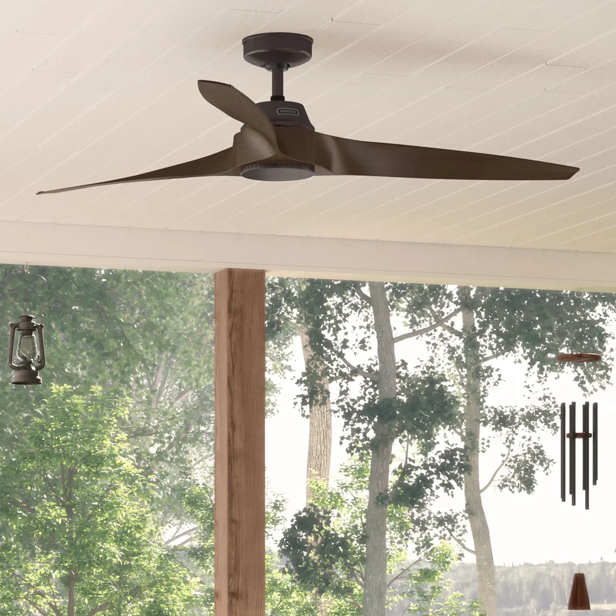 Hunter - Mosley Indoor/Outdoor Ceiling Fan, Wall Control, 60-inch, Premier Bronze, Casual-style, 6-speed DC Motor, Energy Star, 53649, for Porche 7832