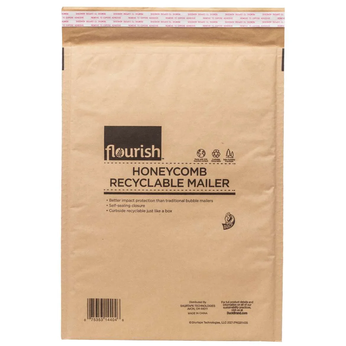 Flourish Brand #5 Honeycomb Recyclable Mailer - Brown, 20 Pack, 10.6 in. x 14.8 in 0372