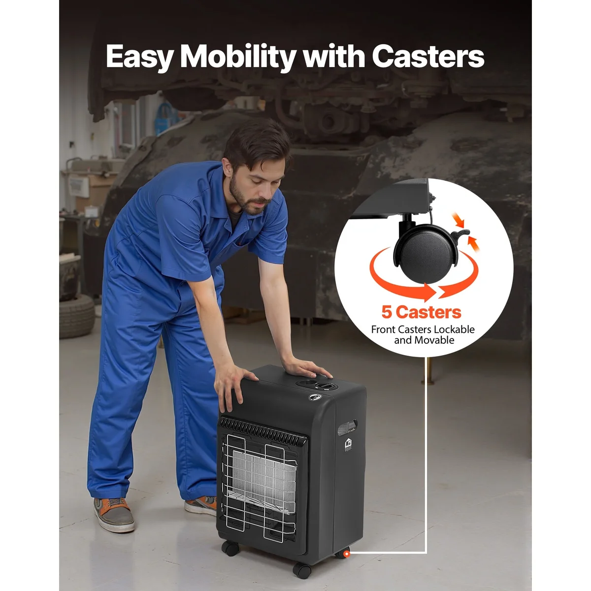 Everdaily Essentials Portable Propane Heater, Adjustable 6000-18000 BTU with Three Temperature Settings & Safety Features, Efficient Heating for Spaces up to 450 Sq.  Ref. 1738