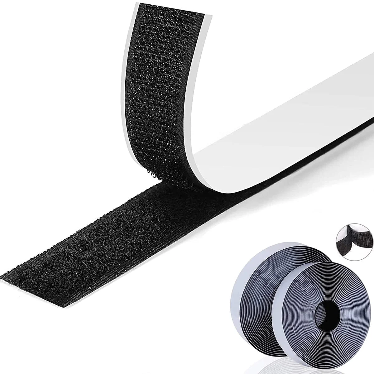 BTideas Hook and Loop Tape Self Adhesive, Black Strips with Adhesive Heavy Duty, 26.24ft X 0.78in 7851