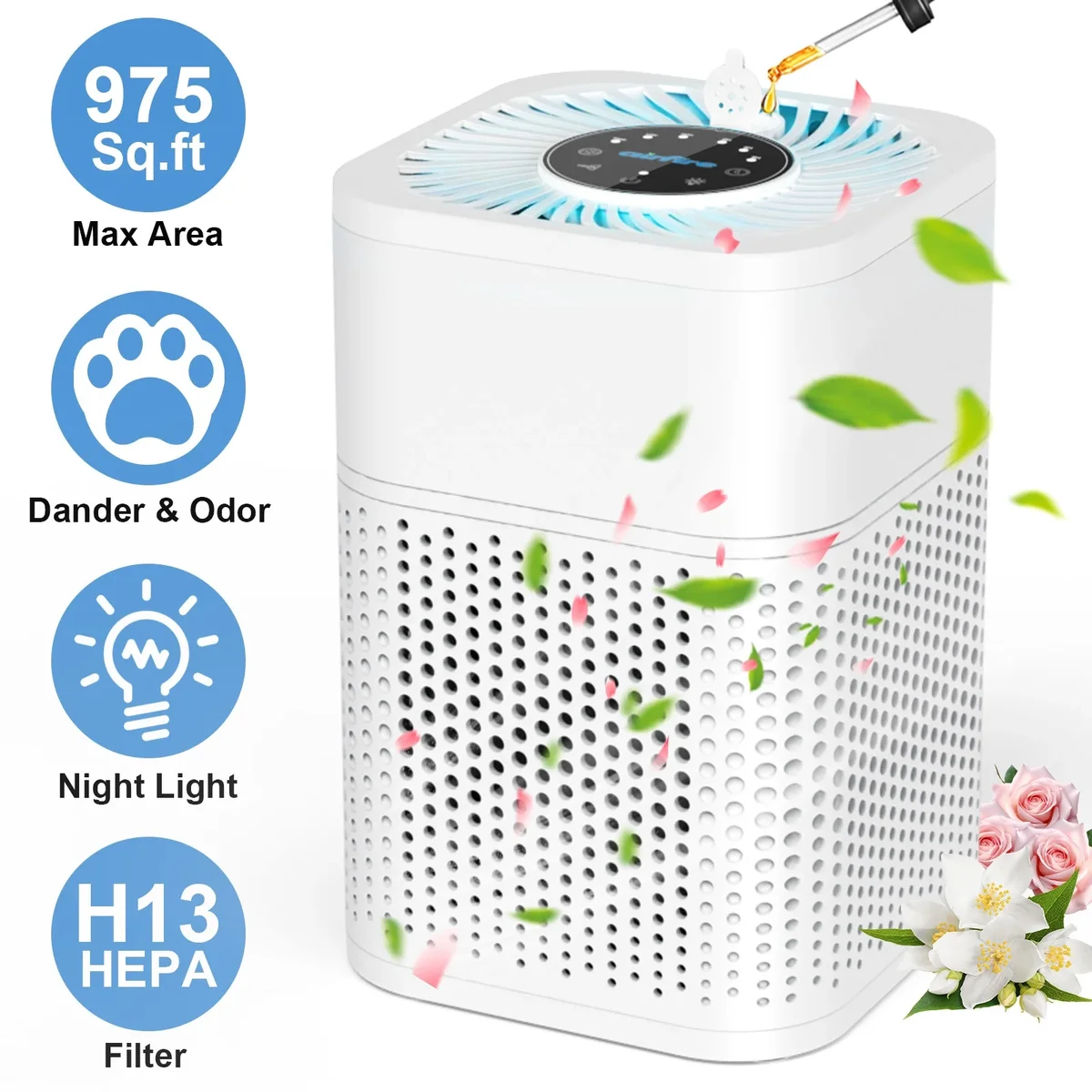 AIRFIRE HEPA Air Purifier for Room up to 975 Sq.ft, Air Purifiers for Allergies and Asthma, Bedroom, Pet Dander&Odor, Dust, Pollen, Wildfire/Smok 1354