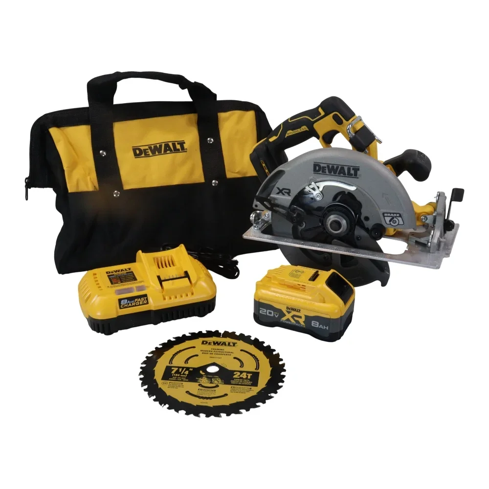 DEWALT DCS590WW1 20V MAX Lithium-Ion 7-1/4 in. Cordless Circular Saw Kit with 8.0 Ah Battery, Charger and Kit Bag 4334