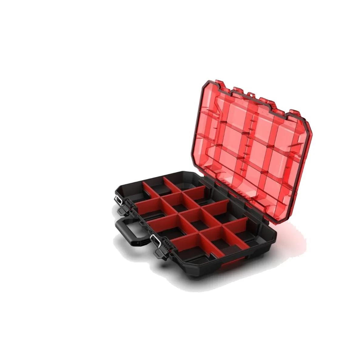 Hyper Tough Hyper Stack Shallow Full-Size Organizer with Dividers – Modular Storage with Translucent Lid & Handle 1429