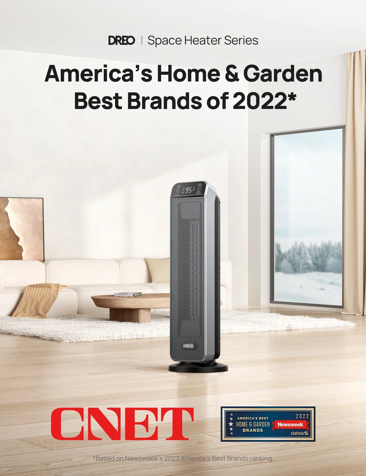 Everdaily Essentials Space Heater for Inside, Electric Heater for Home with Remote, 24" 11ft/s Fast Quiet Heating, 3 Modes, Safe Energy Efficient Heaters for Large Ro Ref. 0557