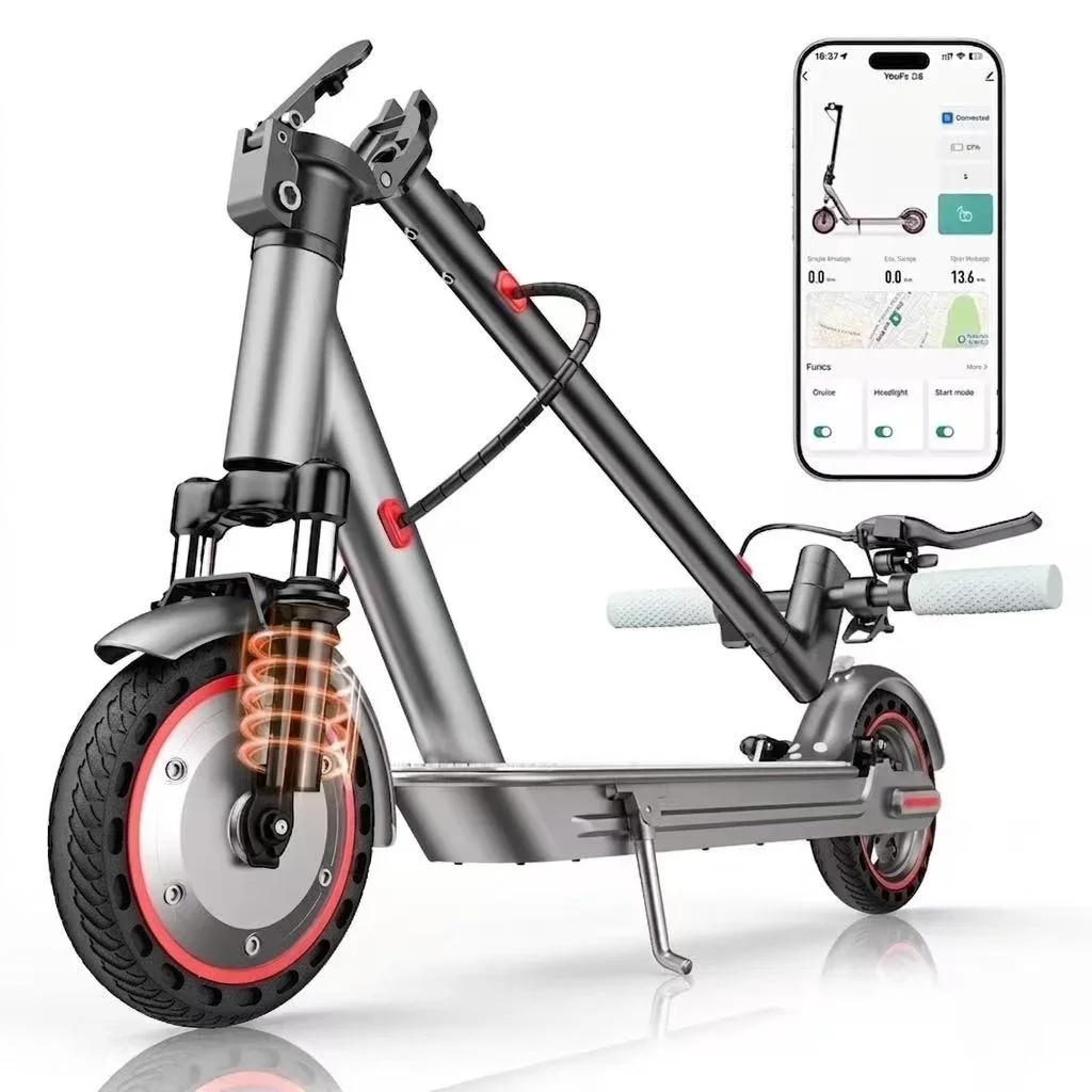 Kalorace Foldable Electric Scooter Dual Suspension Adults,350W Portable 8.5" Solid Tires,Fast Speed 19mph and Long Range Motorized E Scooter for Commuting 1779