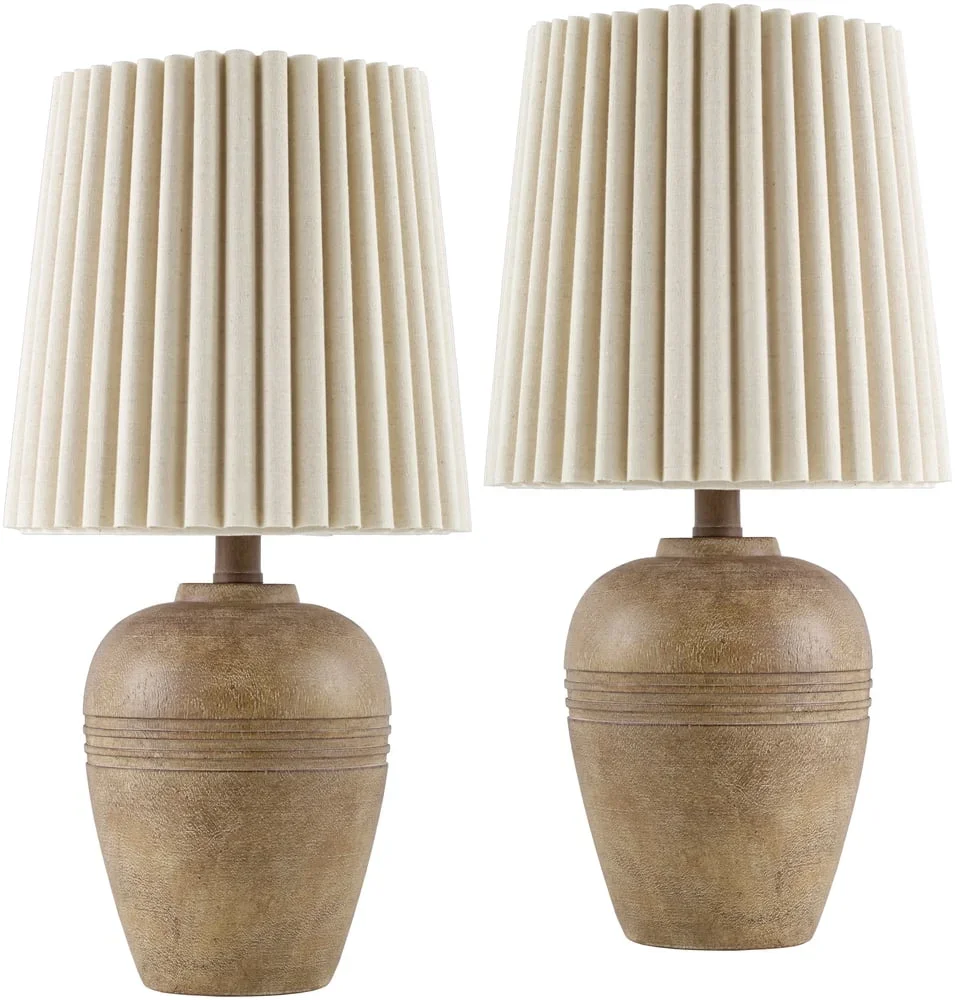 Livabliss Kakisa Traditional Accent Table Lamp, 19-inch, Brown with Wheat Shade (Set of 2) 8820