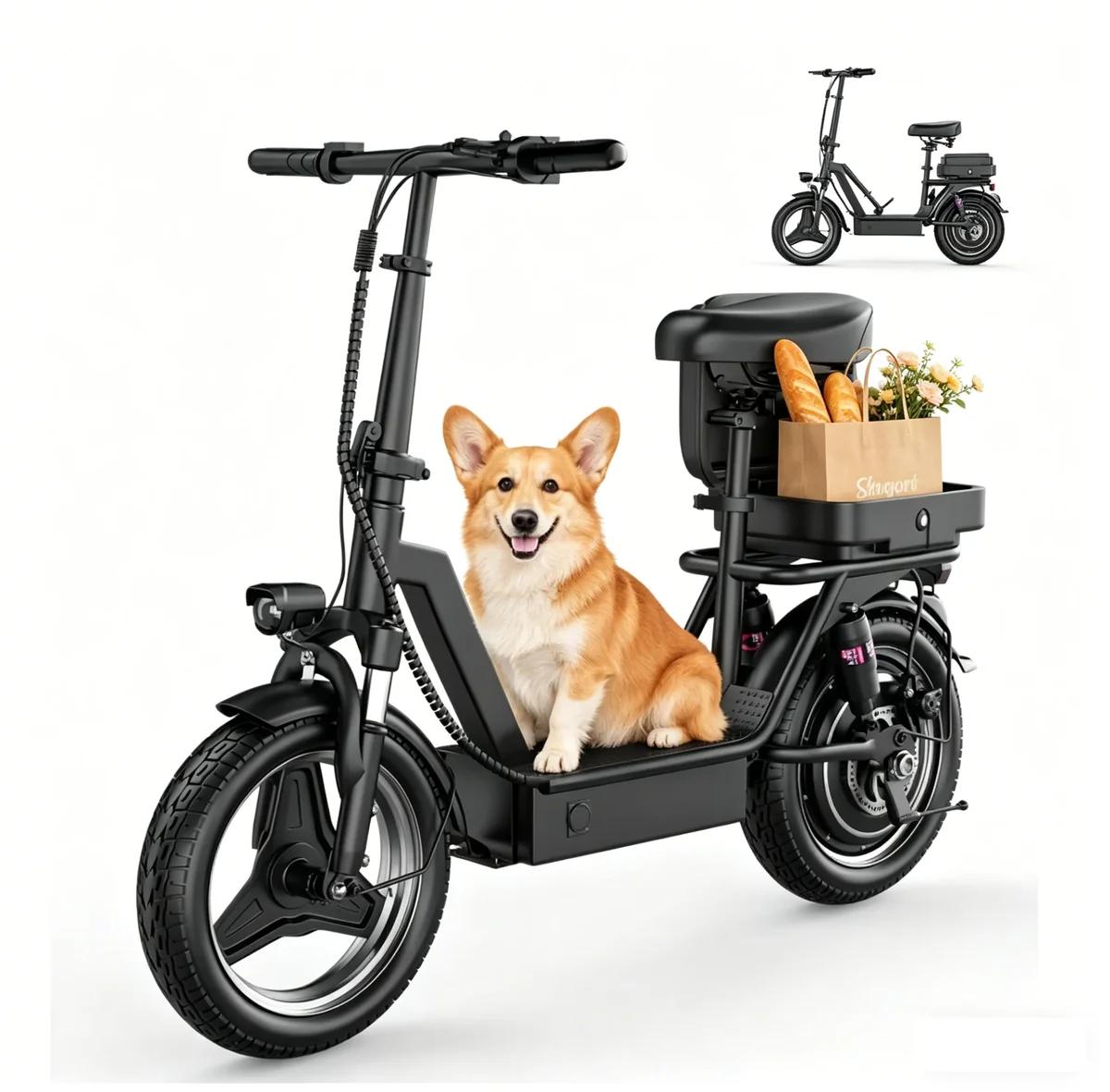 Everdaily Essentials Electric Scooter Adults with Seat, 48V 17.5AH Foldable Escooter 14" Tires 1200W Peak Motor 25MPH 35Miles Long Range and Disc Brake 350lbs Max Loa 6605