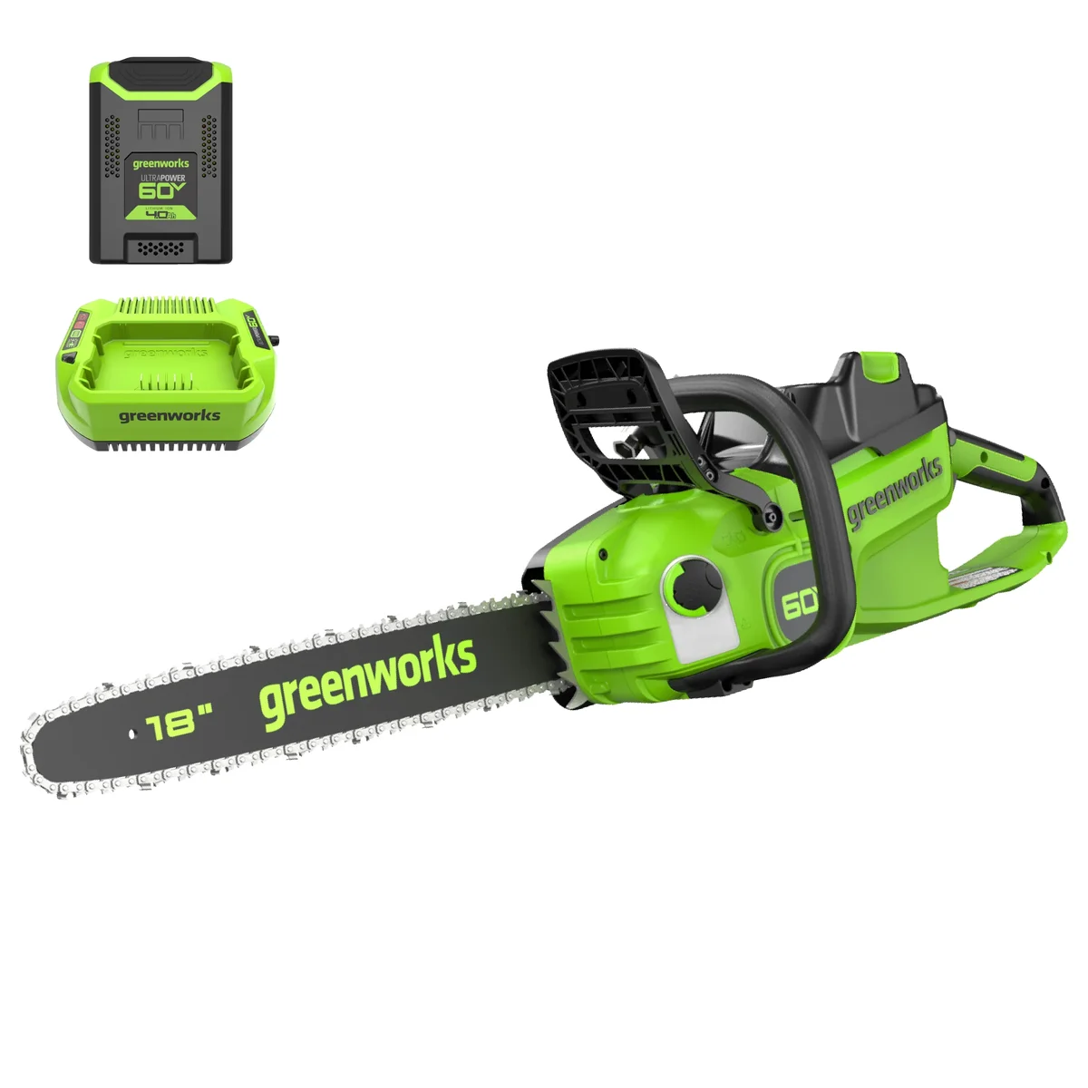 Greenworks 60V 18" 2.0kW Brushless Chainsaw with 4.0 Ah Battery & 3 Amp Charger 2028502 3088