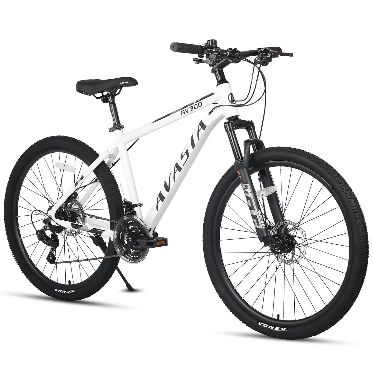 AVASTA AV300 27.5 inch Mountain Bike with 21-Speed，Aluminum Frame, Dual Disc Brake, Comfortable Saddle,White 8117