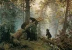 wall26 Morning in a Pine Forest (Bears Playing on a Fallen Tree) by Ivan Shishkin Russian - Wall Mural - 100x144 inches 5772