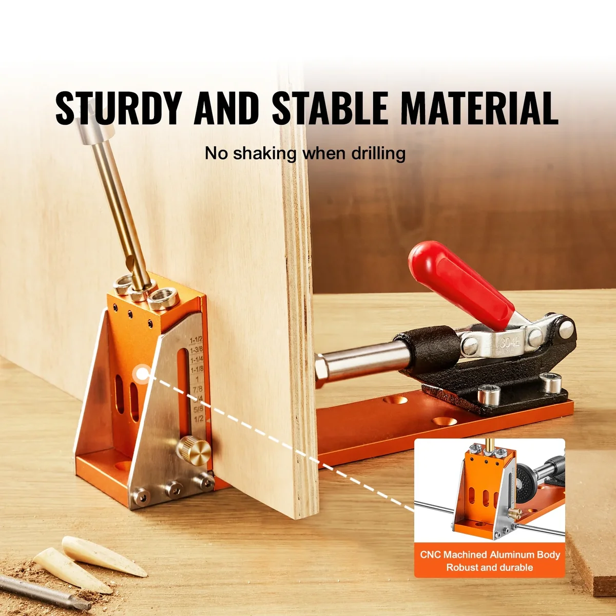 KFFKFF Pocket Hole Jig Drill with Step Drills Wrenches and Square Drive Bits, 4 lbs, 30 Pieces 3847
