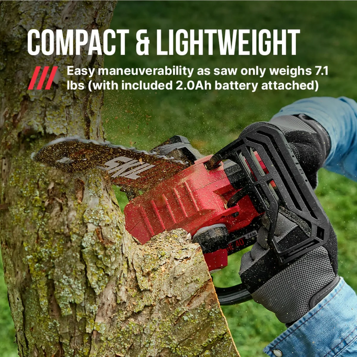 SKIL PWR CORE Brushless 40V 12-inch Chain Saw , Tool-Less Chain Tensioning, 2.0Ah Battery and Charger, TH1200C-11 1717