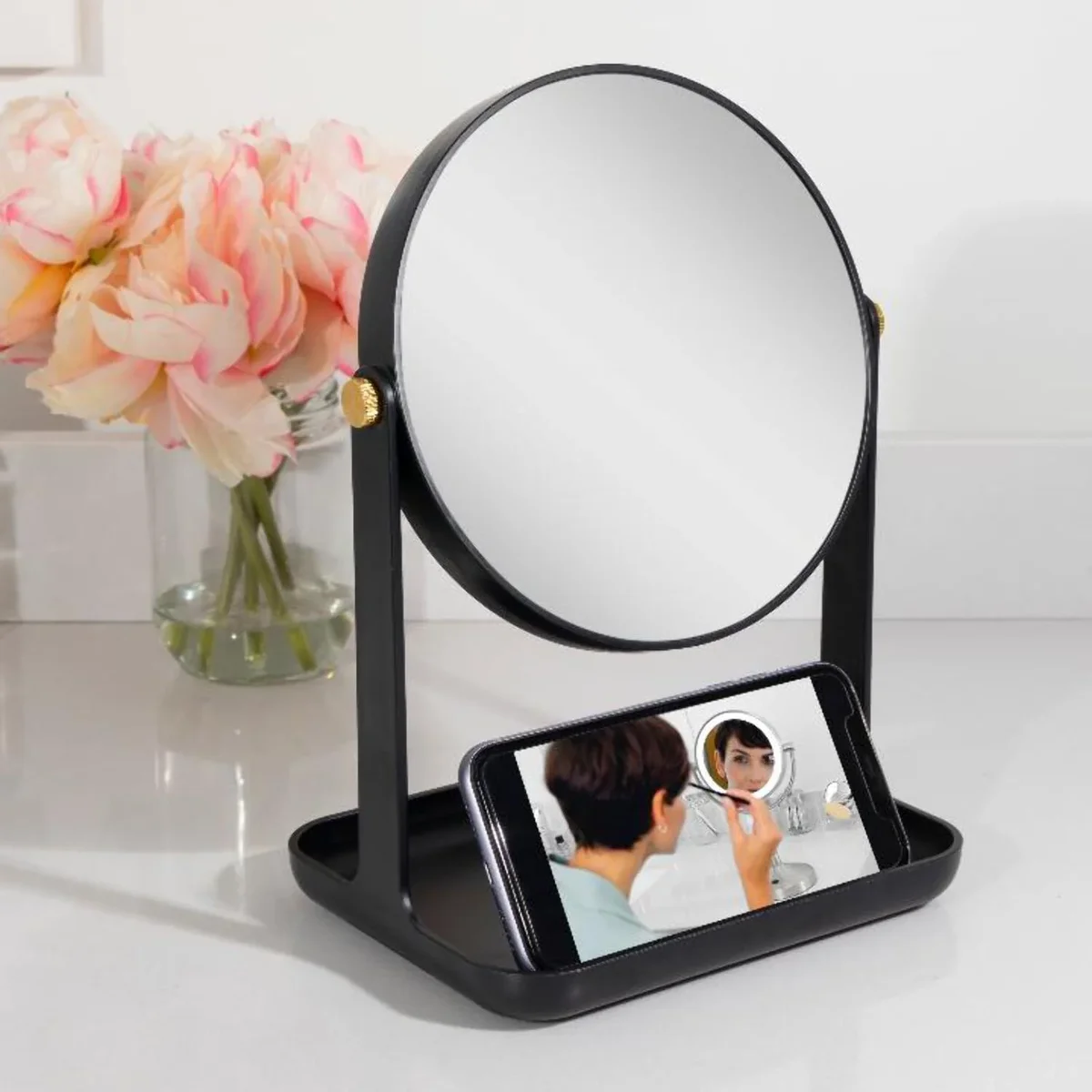 ZADRO, INC. 5X and 1X Magnification Makeup Mirror with Accessory Tray and Phone Holder 7796