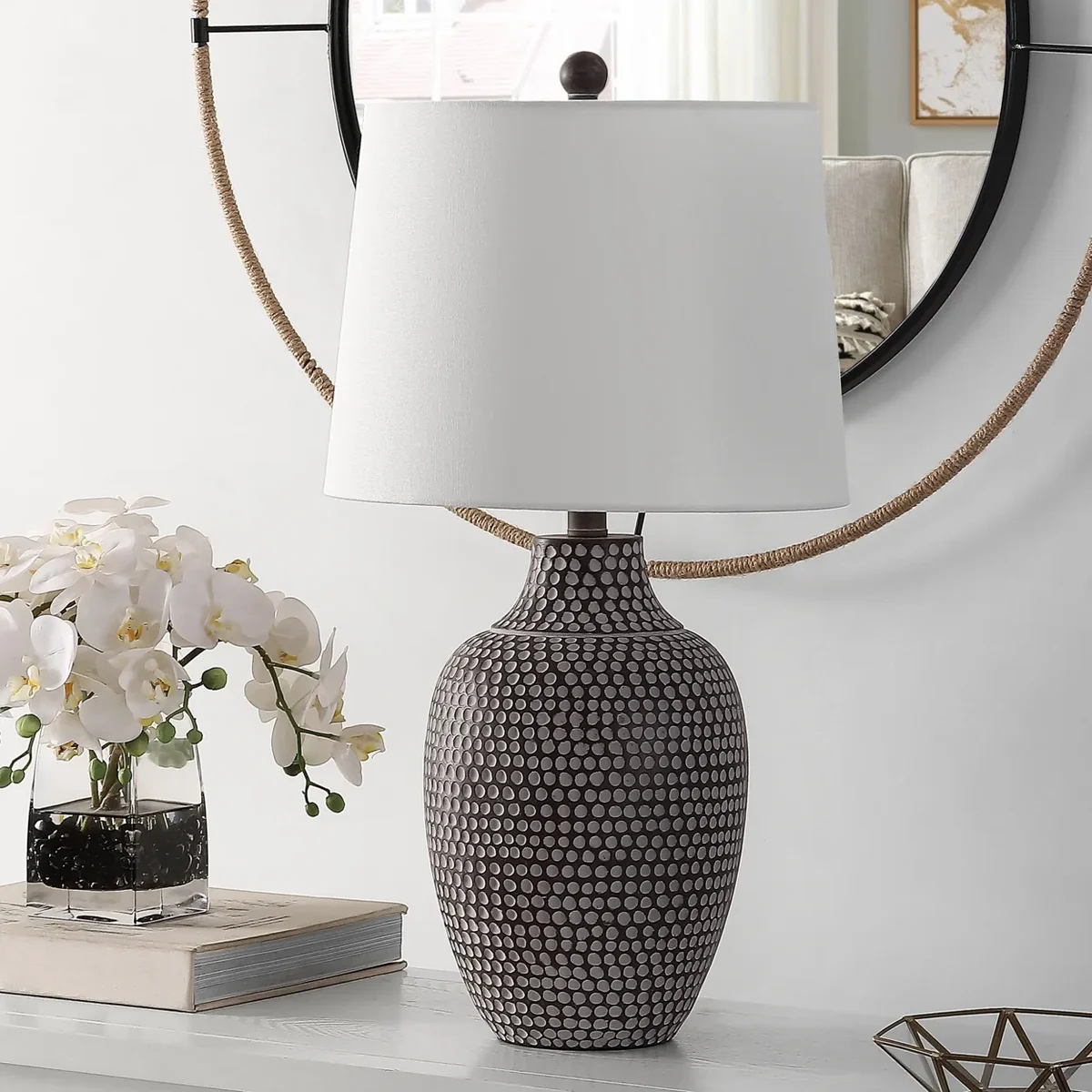 Everdaily Essentials Resler 25 in. Textured Table Lamp, Brown 0902