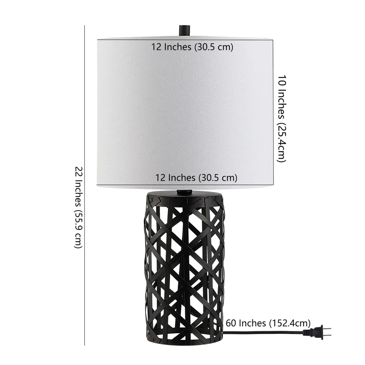 Everdaily Essentials Berny 22 in. Geometric Iron Table Lamp, Black Ref. 6962
