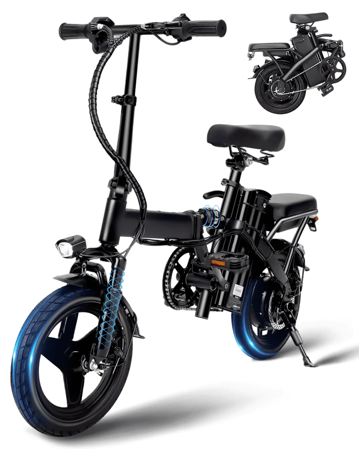 APYEAR 14" Folding Electric Bike 20 Miles, 500W Peak Electric Bicycle for Adults,  Ebike Speed of 15MPH, Suitable for Commuting‌ UL 2849 8188