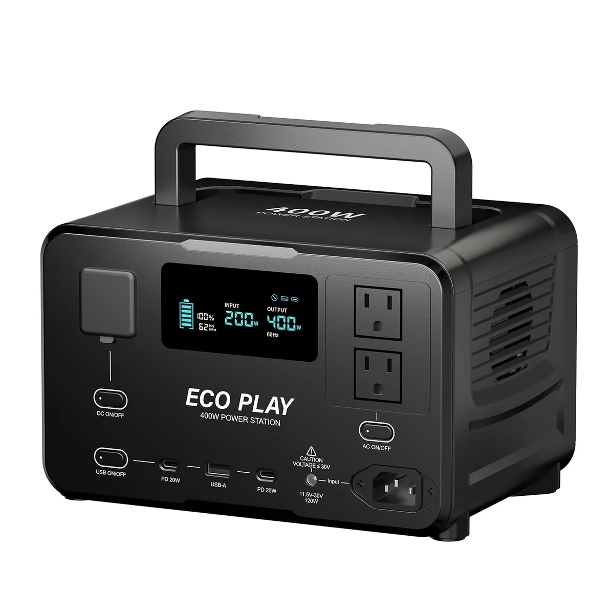 Eco Play EP400 Portable Power Station, 400W AC Output 800W Surge, 256Wh LiFePO4 Battery, UPS, for Outdoor Camping Activity 8862